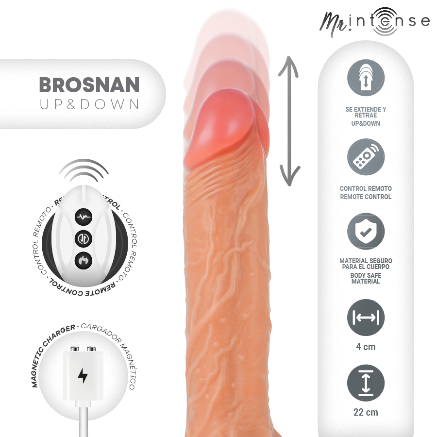 Mr Intense Brosnan Vibratore Realistico con Telecomando 22 cm Ø 4 cm – immagine 2