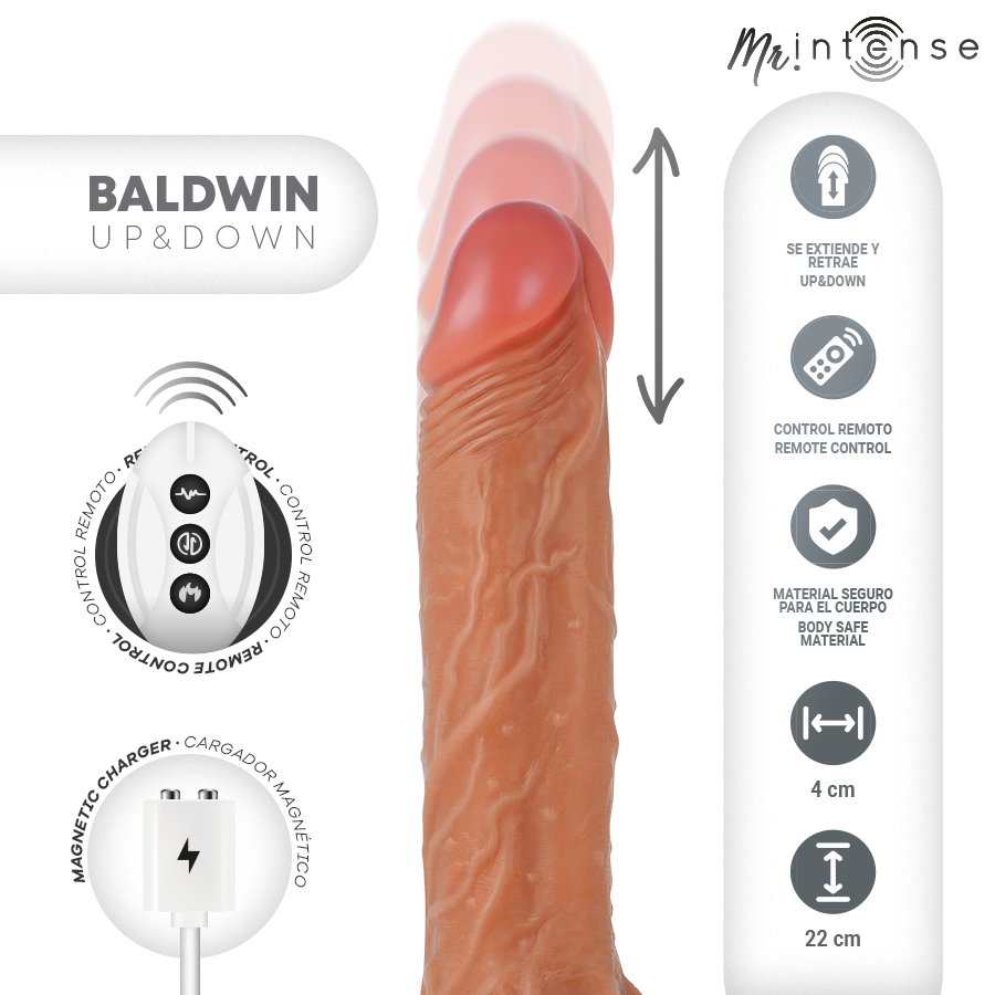 Mr Intense Baldwin Vibratore Realistico con Telecomando 22 cm Ø 4 cm – immagine 3