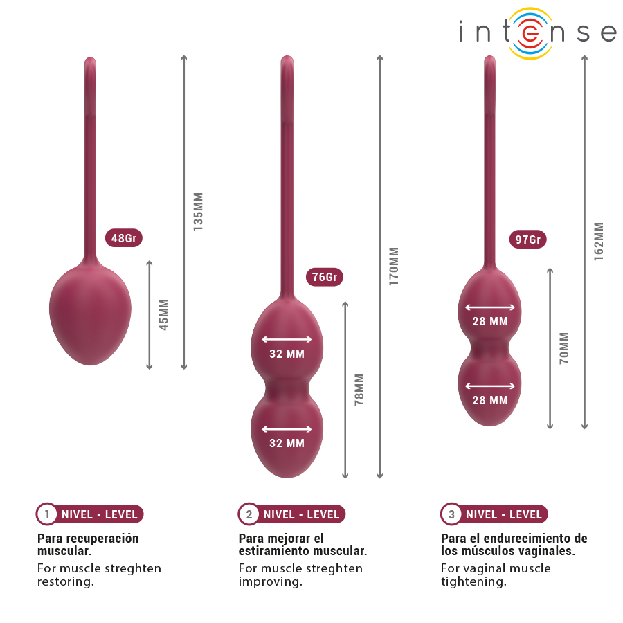 Intense Charli Kit Palline Kegel 3 Livelli Bordeaux – immagine 5