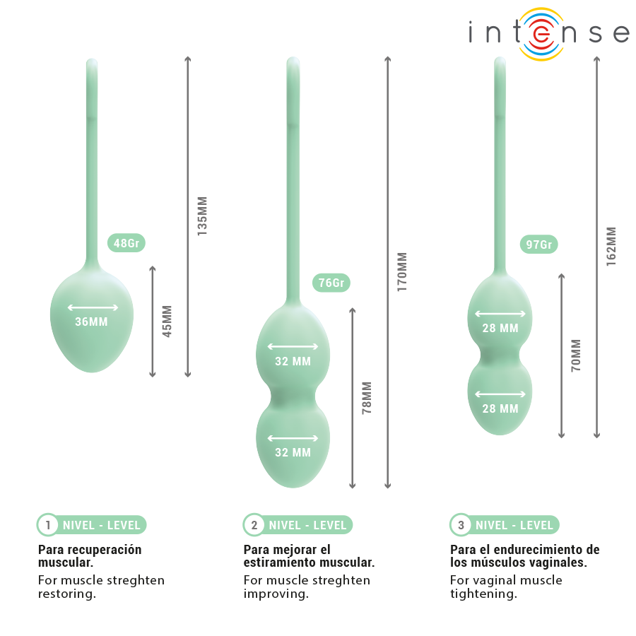 Intense Charli Kit Palline Kegel 3 Livelli Verde Chiaro – immagine 5