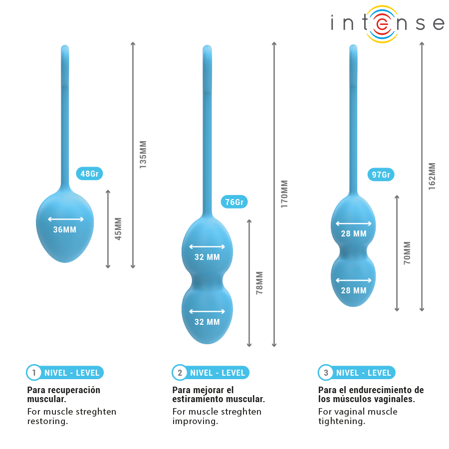 Intense Charli Kit Palline Kegel 3 Livelli Blu – immagine 5