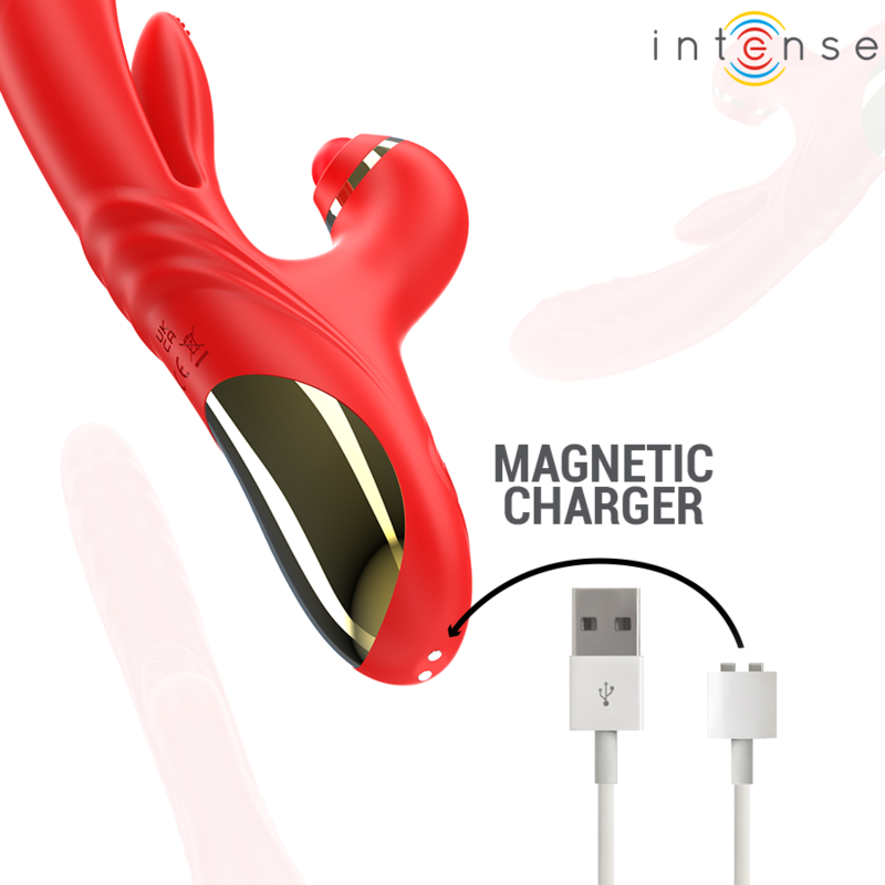 Intense Rosalia Vibratore Triplo con Spinta e Oscillazione Rosso – immagine 7