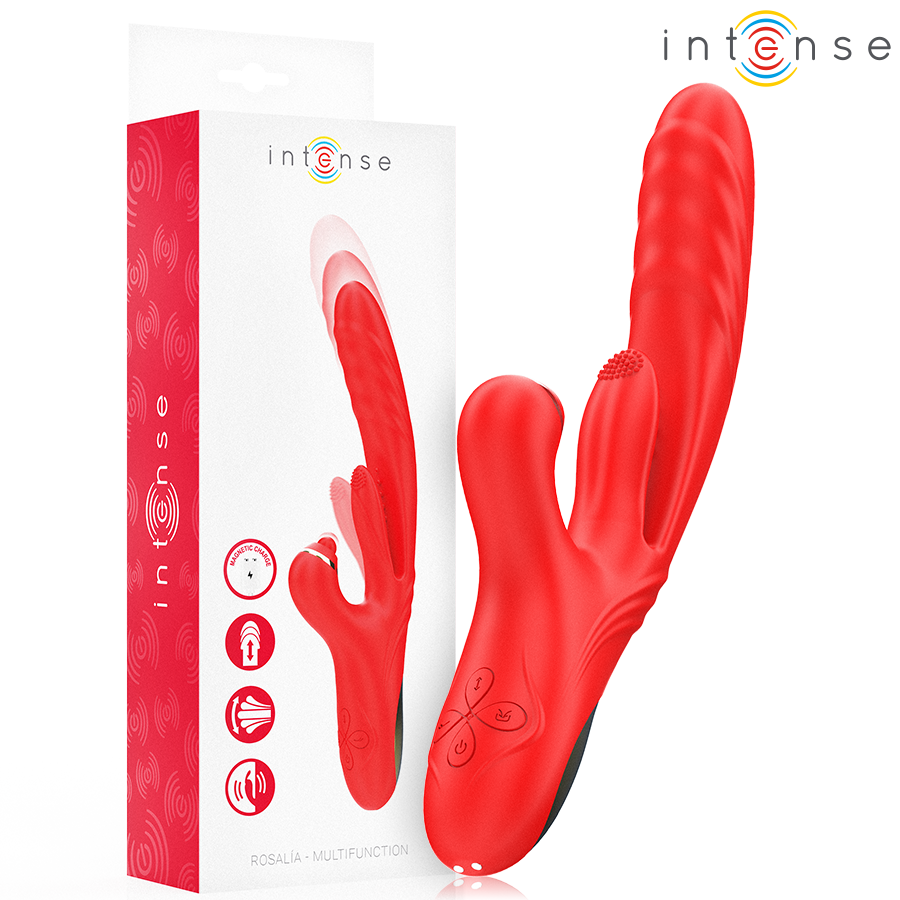 Intense Rosalia Vibratore Triplo con Spinta e Oscillazione Rosso