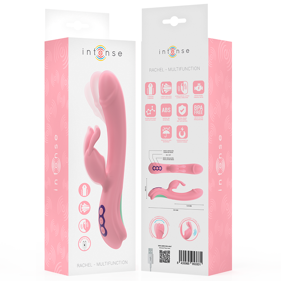Intense Rachel Vibratore Rabbit con Punta Oscillante Rosa – immagine 9