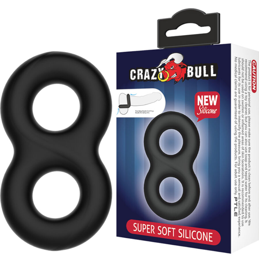Crazy Bull Doppio Infinito Anello per il Pene in Silicone