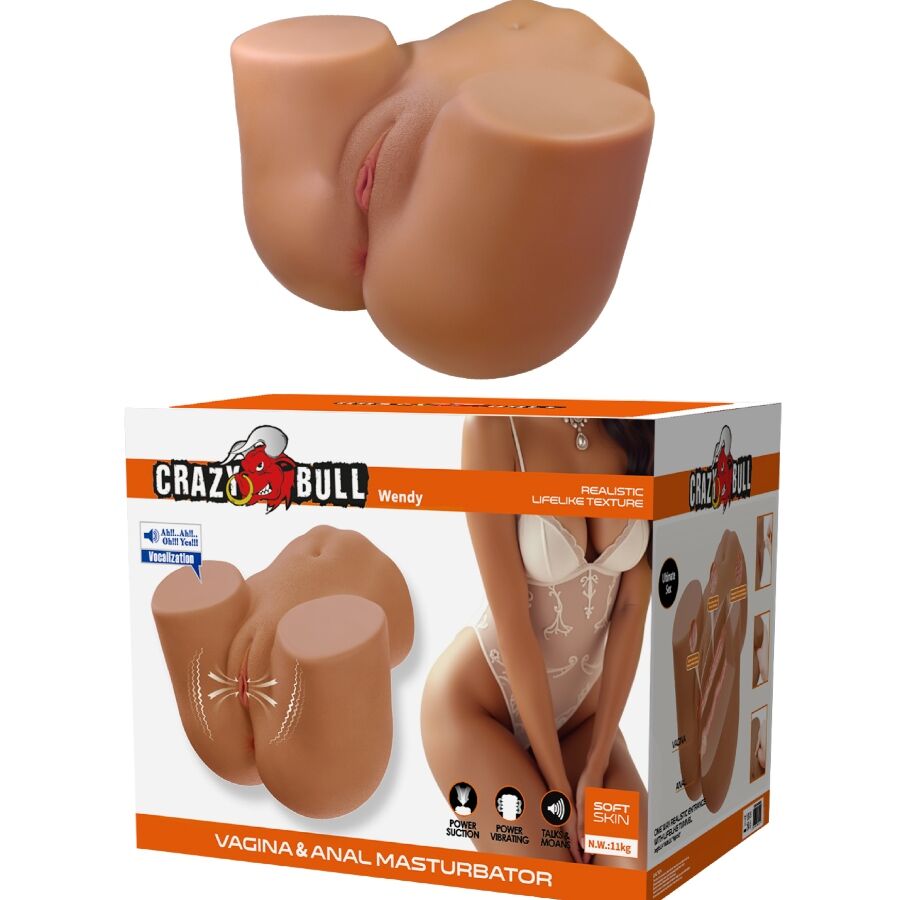 Crazy Bull Wendy Sedere Femminile Realistico Vagina e Ano Vibrante con Aspirazione e Suono 11 kg – immagine 2
