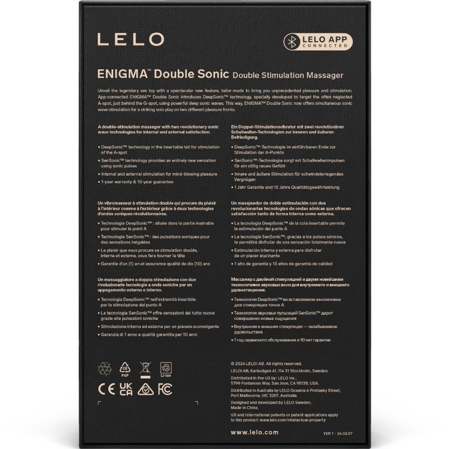 LELO Enigma Double Sonic Vibratore Punto A Nero – immagine 5