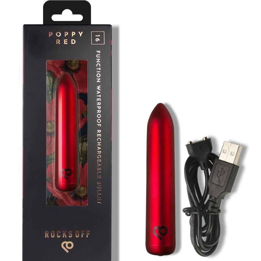 Rocks-Off Bullet Vibrante Ricaricabile Rosso Papavero – immagine 6
