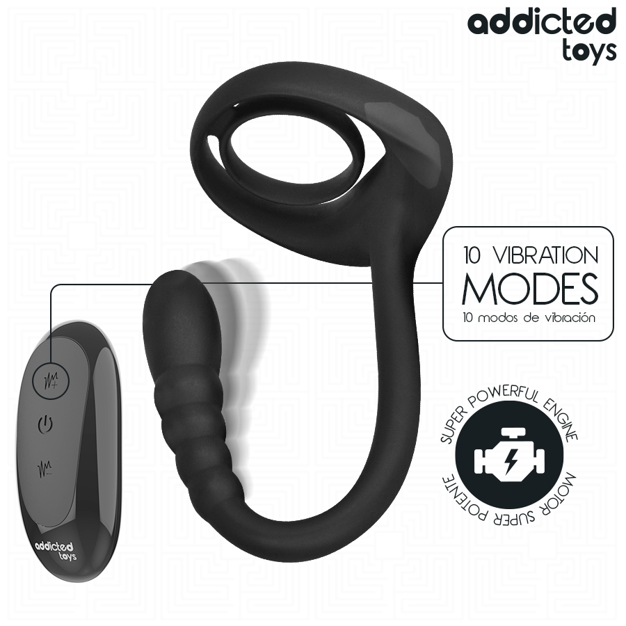 Addicted Toys Anello Vibrante con Stimolatore Prostatico e Telecomando – immagine 5