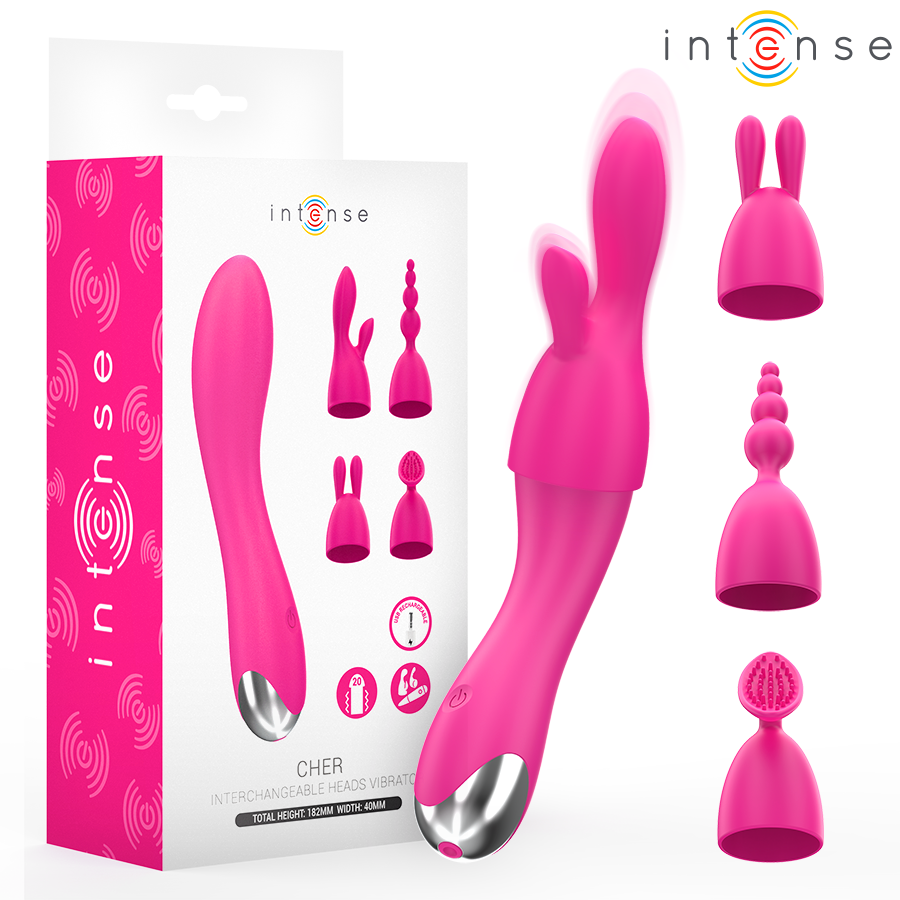 Intense Cher Vibratore con 4 Testine Intercambiabili 20 Modalità