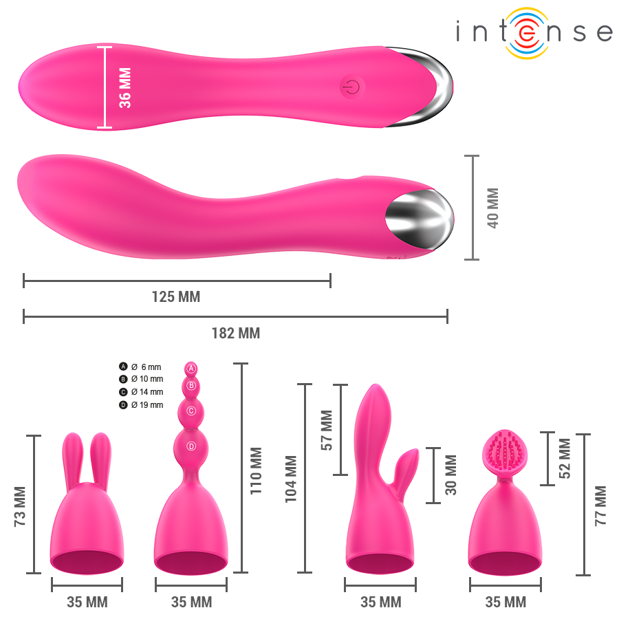 Intense Cher Vibratore con 4 Testine Intercambiabili 20 Modalità – immagine 3