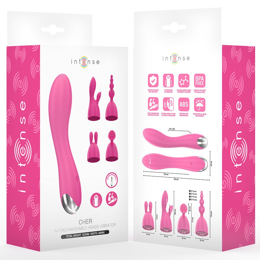Intense Cher Vibratore con 4 Testine Intercambiabili 20 Modalità – immagine 4
