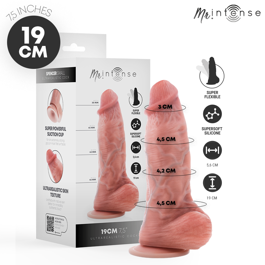 MR INTENSE Spencer Small dildo realistico in silicone con testicoli 19 cm