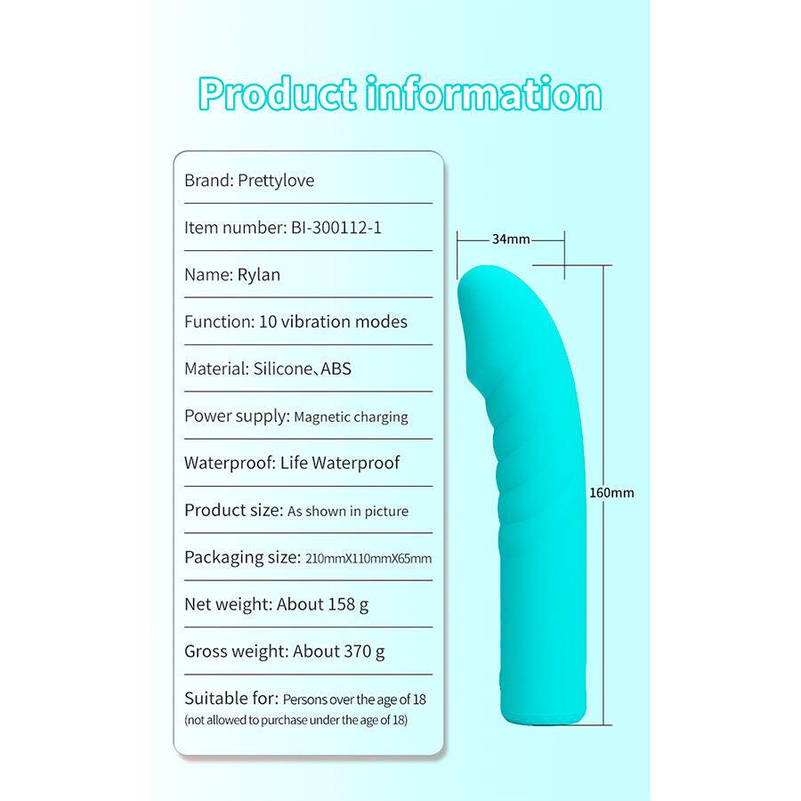Pretty Love Rylan Vibratore Punto G Serie Extreme Blu – immagine 11
