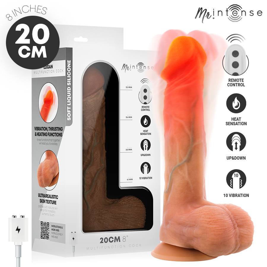 MR Intense Logan Dildo Vibrante con Spinta, Calore e Telecomando 20 cm