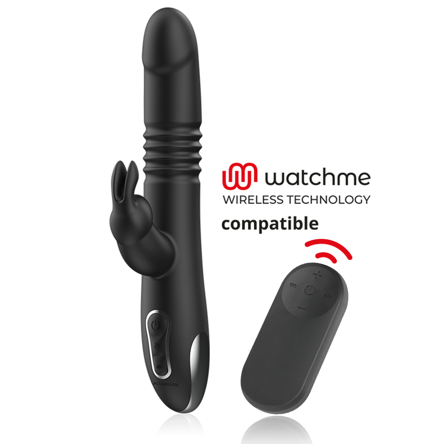 Black&Silver Kenji Vibratore Rabbit Su e Giù con Telecomando WatchMe