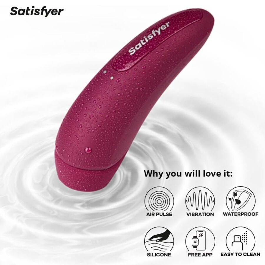 Satisfyer Curvy 1 Stimolatore Clitorideo a Onde di Pressione d'aria Rosso Rosa – immagine 2