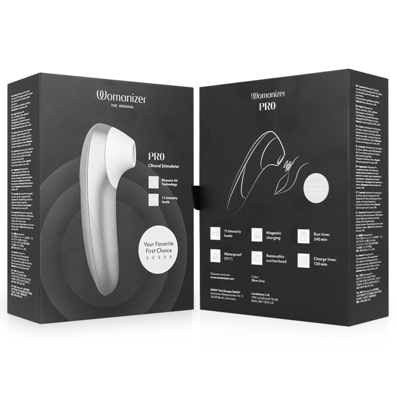 Womanizer Pro Stimolatore Clitorideo Pleasure Air con Vibrazione Argento e Grigio – immagine 7