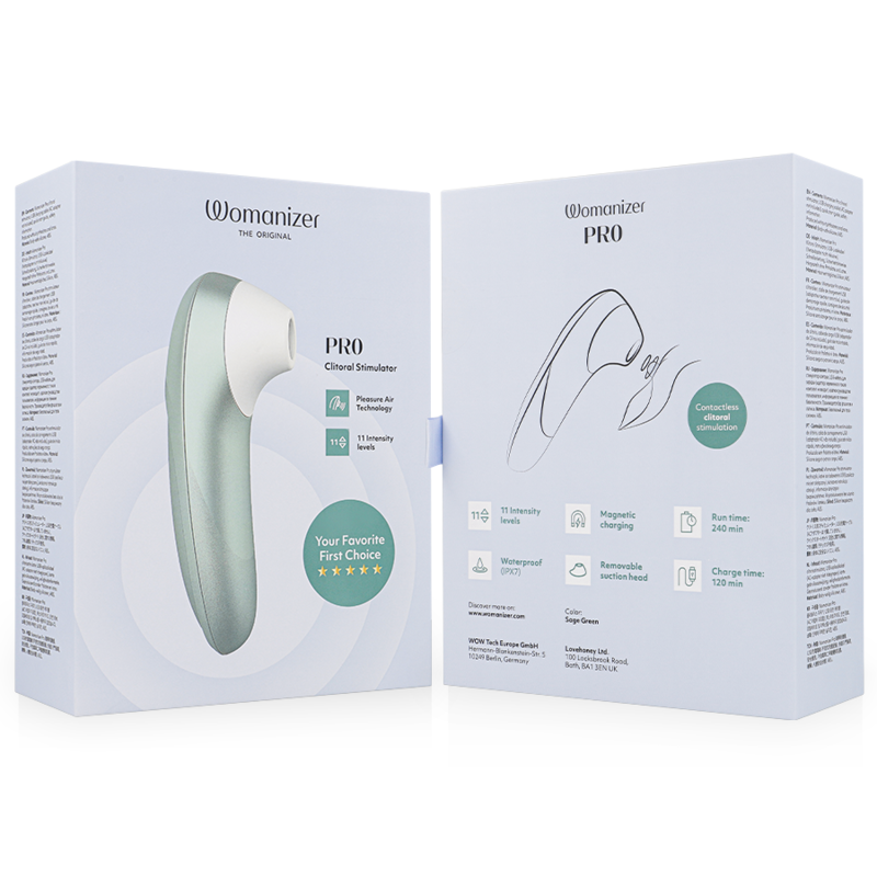 Womanizer Pro Stimolatore Clitorideo Pleasure Air con Vibrazione Verde Salvia – immagine 7