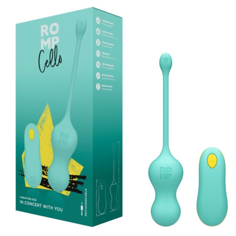 Romp Cello Vibratore Punto G con Telecomando Turchese – immagine 6