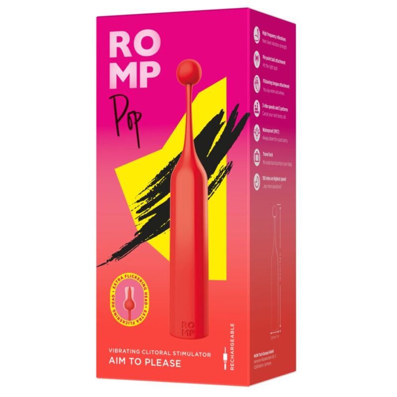 Romp Pop Stimolatore Clitorideo ad Alta Frequenza Rosso – immagine 9