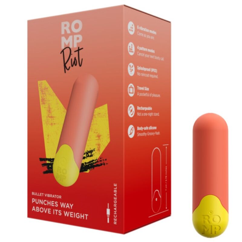 Romp Riot Bullet Vibrante Multifunzione Arancione e Giallo – immagine 7