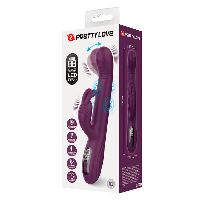 Pretty Love Dee Vibratore Rabbit Oscillante e a Percussione Viola – immagine 7