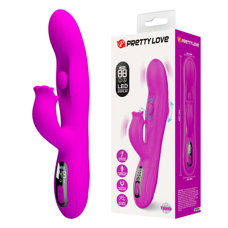 Pretty Love Yalanda Vibratore Rabbit Oscillante con Display LED Viola – immagine 3