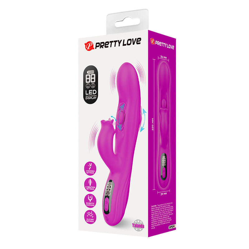 Pretty Love Yalanda Vibratore Rabbit Oscillante con Display LED Viola – immagine 11