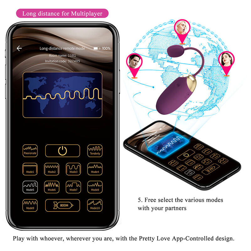 Pretty Love Klay Ovetto Vibrante a Spinta con App Viola – immagine 8