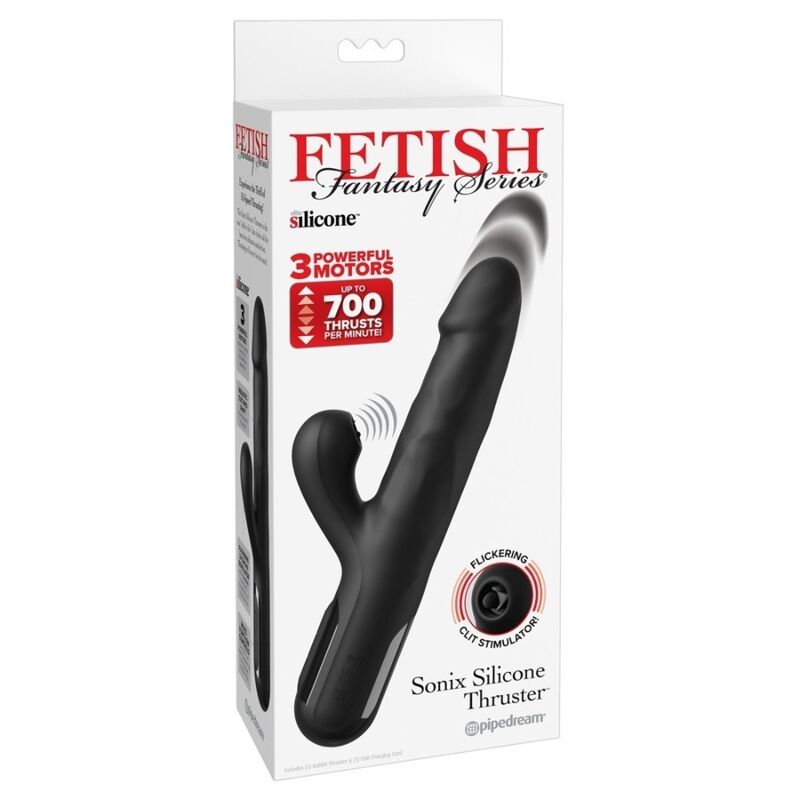Fetish Fantasy Sonix Silicone Thruster Vibratore Rabbit con Spinta Nero