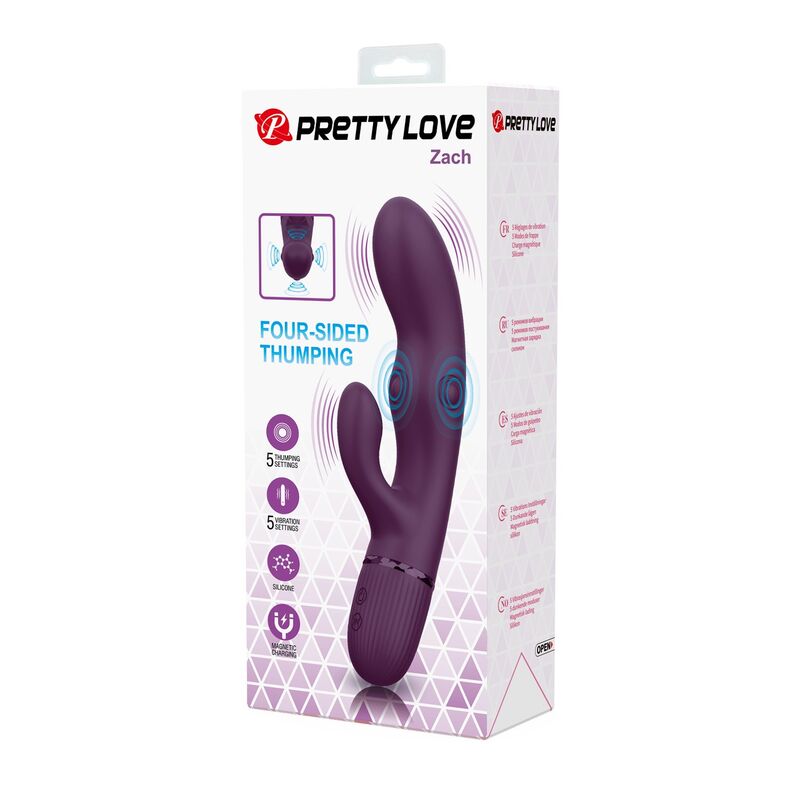 Pretty Love Zach Vibratore Rabbit Ricaricabile 5+5 Funzioni Viola – immagine 11
