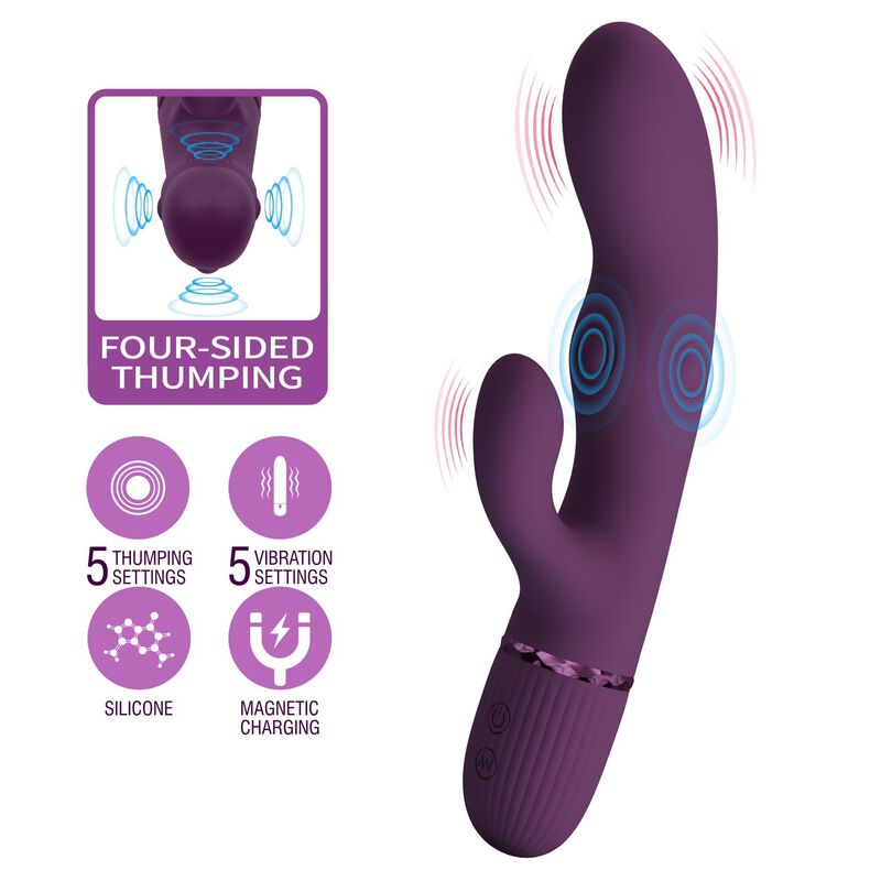 Pretty Love Zach Vibratore Rabbit Ricaricabile 5+5 Funzioni Viola – immagine 9