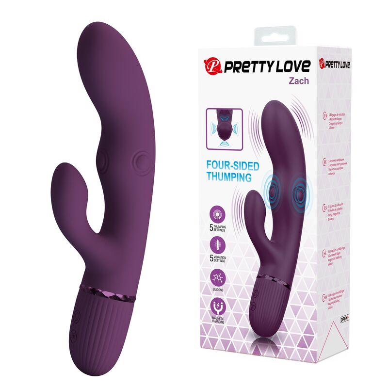 Pretty Love Zach Vibratore Rabbit Ricaricabile 5+5 Funzioni Viola