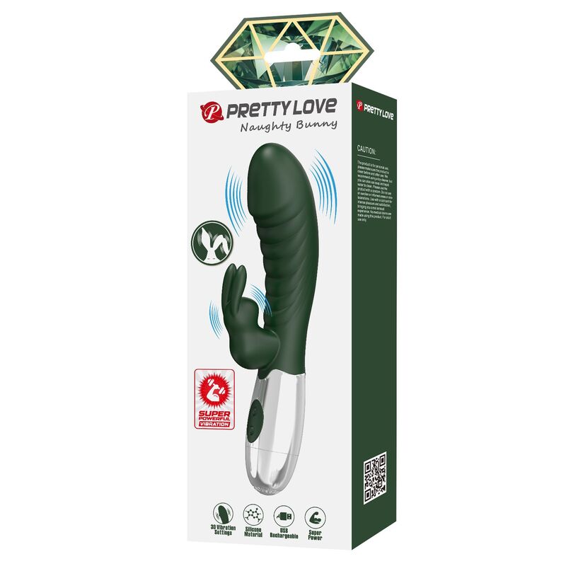 Pretty Love Naughty Bunny Vibratore Rabbit 30 Funzioni Ricaricabile Verde – immagine 3