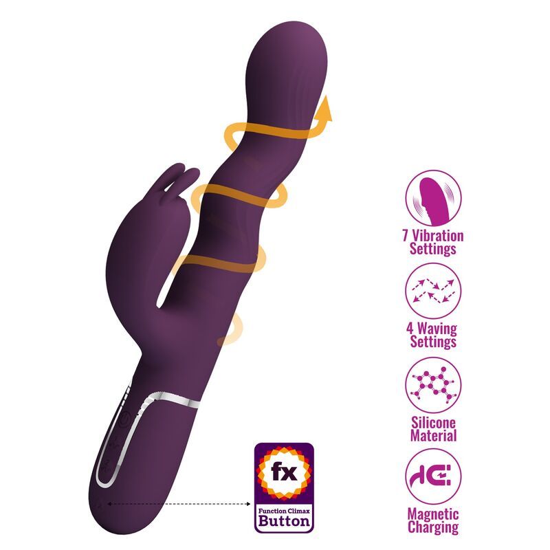 Pretty Love Loursen Vibratore Rabbit a Spinta 7 Vibrazioni Viola – immagine 4
