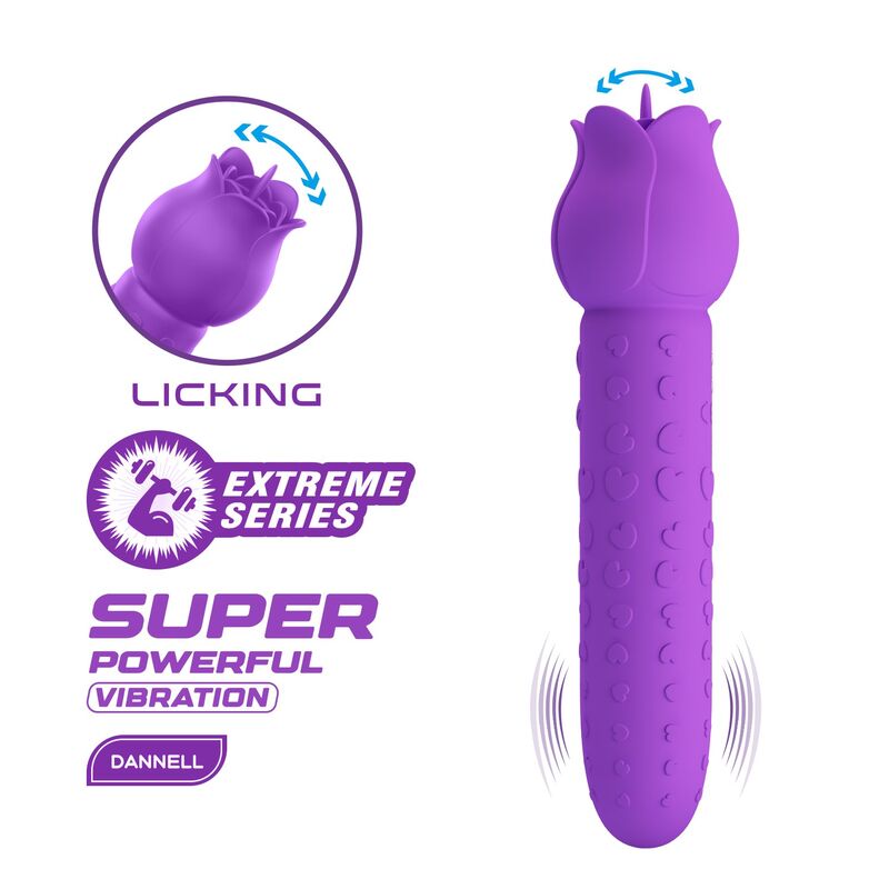 Pretty Love Dannell Vibratore con Lingua a Fiore per Stimolazione Orale e Clitoridea Viola – immagine 2