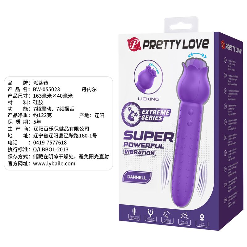 Pretty Love Dannell Vibratore con Lingua a Fiore per Stimolazione Orale e Clitoridea Viola – immagine 14