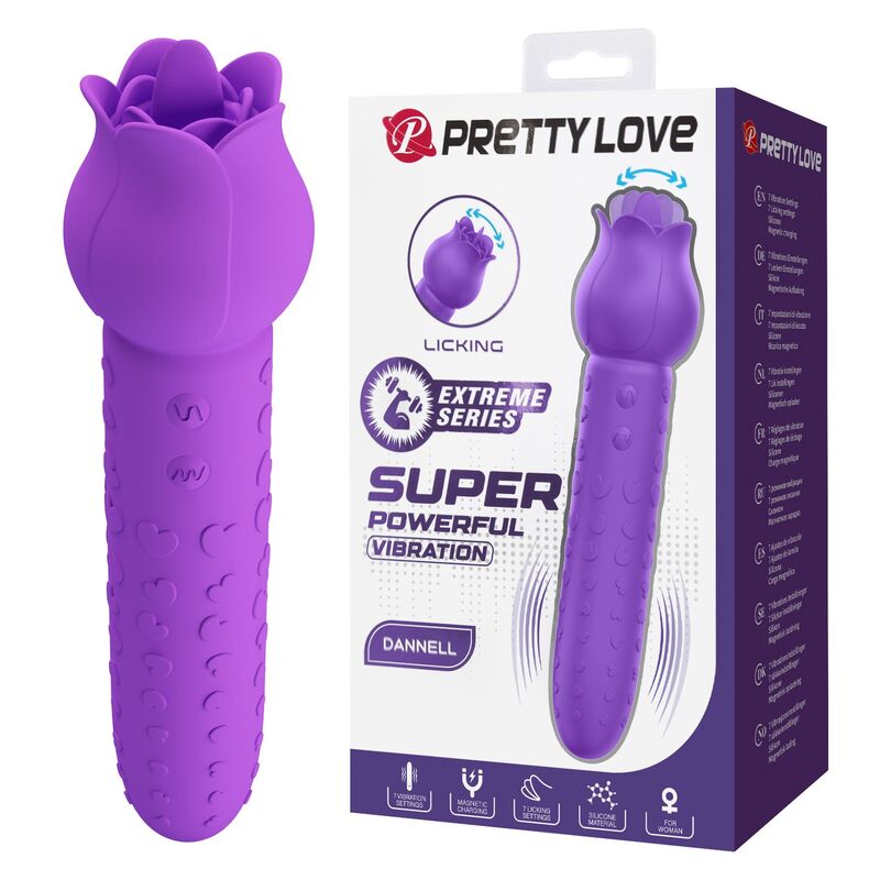 Pretty Love Dannell Vibratore con Lingua a Fiore per Stimolazione Orale e Clitoridea Viola