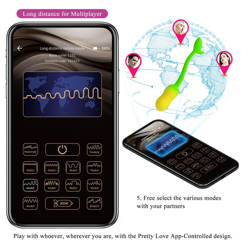 Pretty Love Pulsen Ovetto Vibrante con App 12 Funzioni Verde Giallo – immagine 18