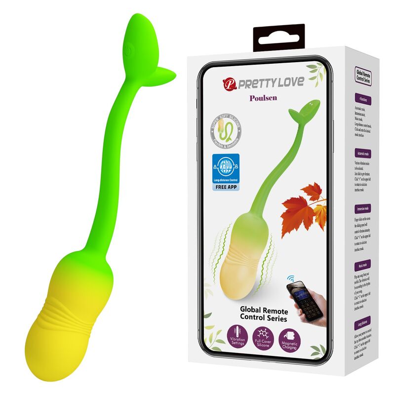 Pretty Love Pulsen Ovetto Vibrante con App 12 Funzioni Verde Giallo