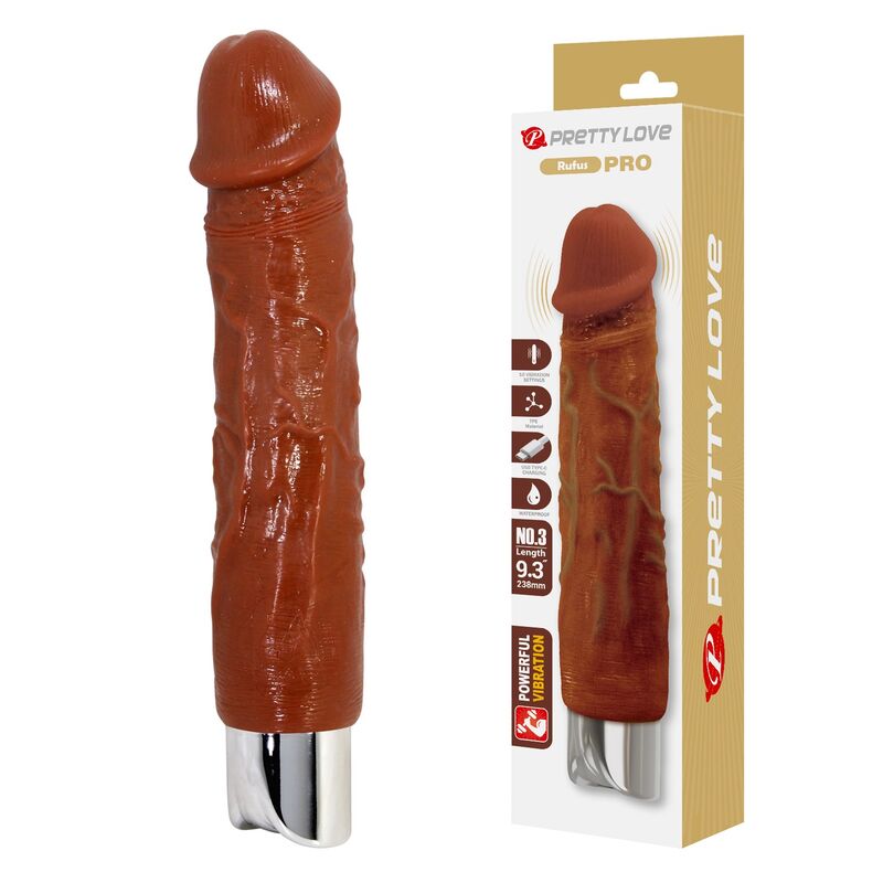 Pretty Love Pro Vibratore Realistico 23,5 cm Ø 4,8 cm Marrone