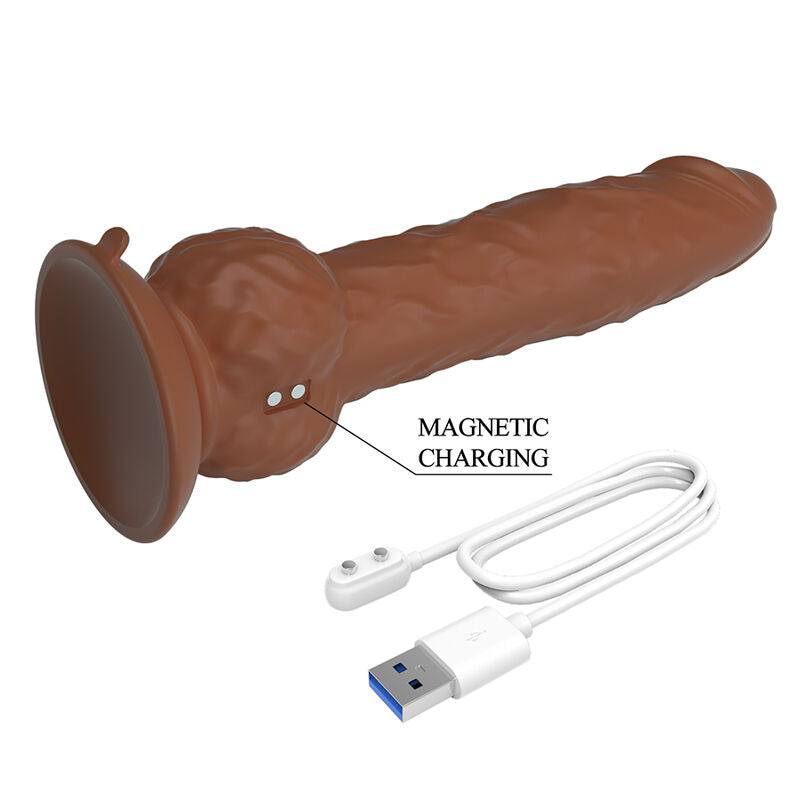 Pretty Love Eren Dildo Vibrante a Spinta 20,5 cm Ø 4,5 cm Marrone – immagine 8