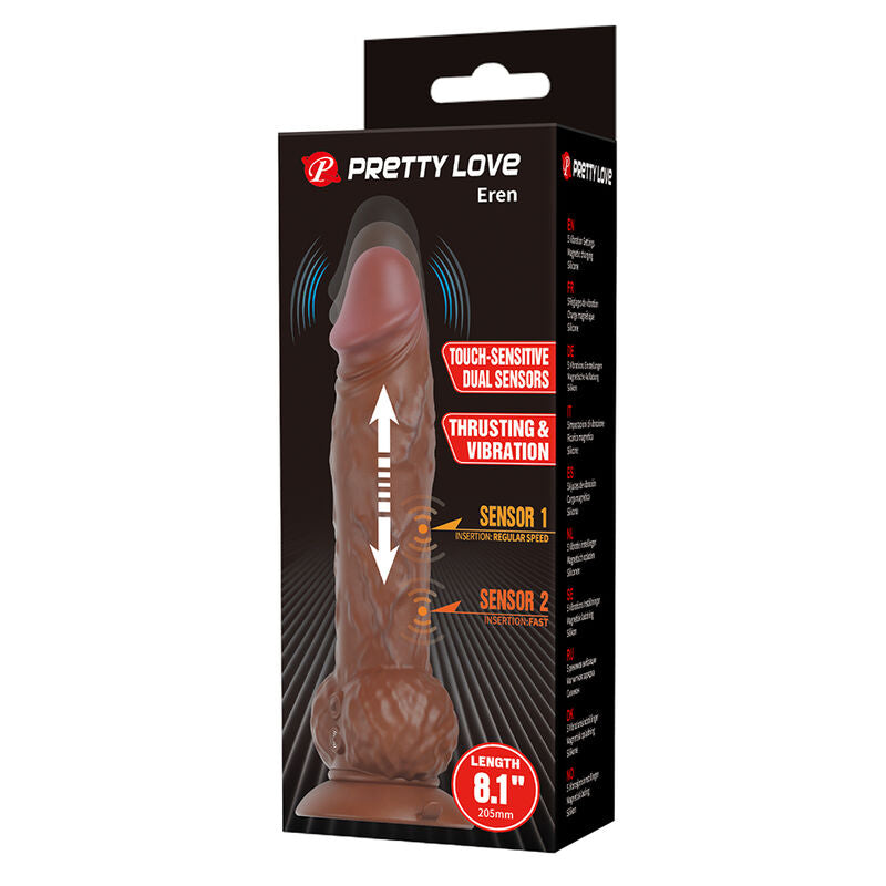 Pretty Love Eren Dildo Vibrante a Spinta 20,5 cm Ø 4,5 cm Marrone – immagine 9