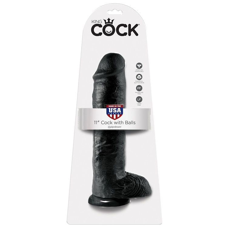 King Cock 11" Dildo Realistico con Testicoli 28 cm Nero – immagine 5