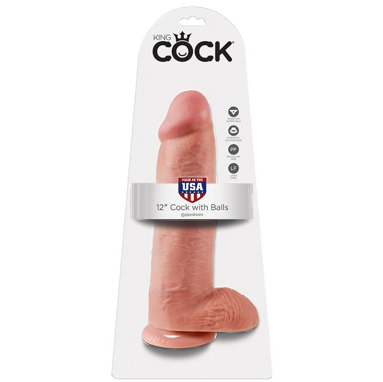 King Cock 12" Dildo Realistico con Testicoli 30,5 cm Carne – immagine 5