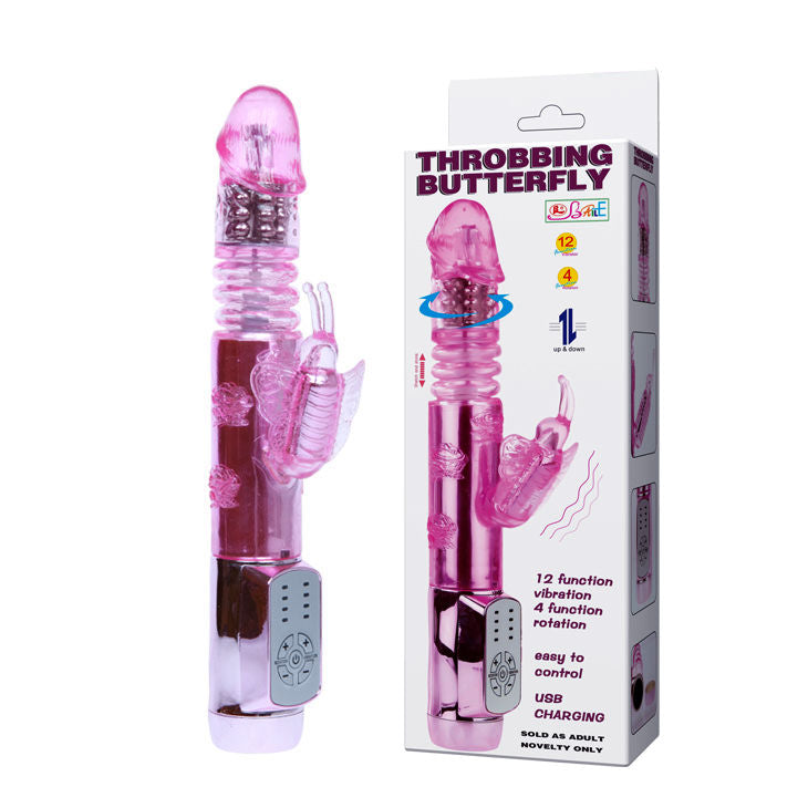 Baile Throbbing Butterfly Vibratore Rabbit Rotante con Stimolatore Clitoride – immagine 3