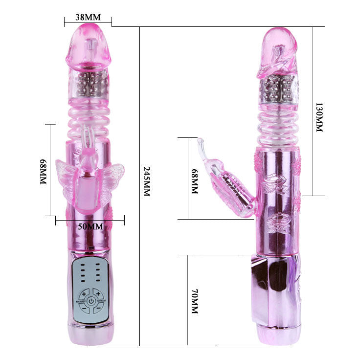 Baile Throbbing Butterfly Vibratore Rabbit Rotante con Stimolatore Clitoride – immagine 8