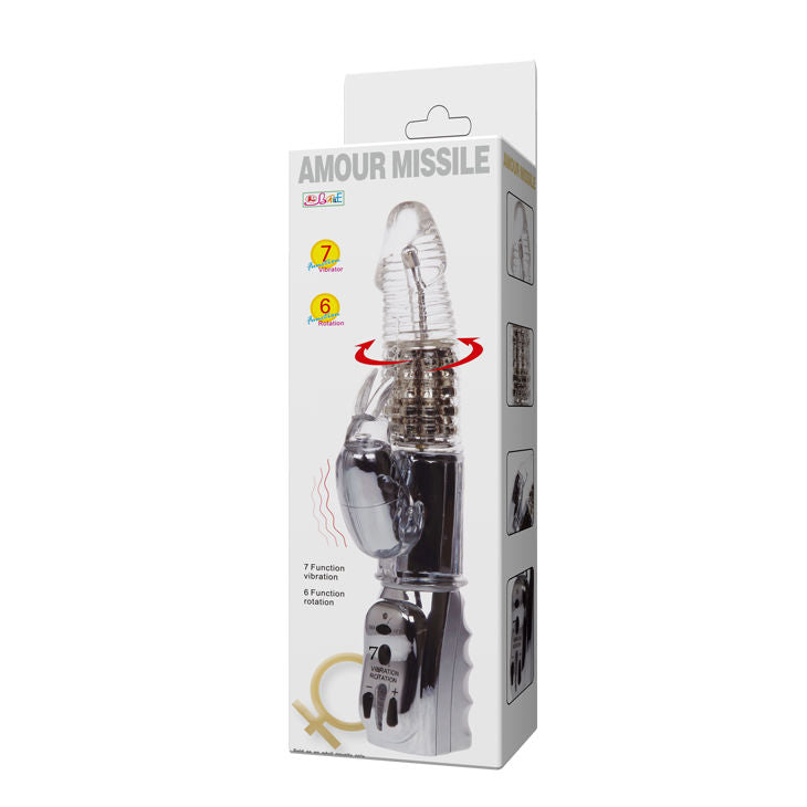 Baile Amour Missile Vibratore Rotante Trasparente 26,5 cm – immagine 8