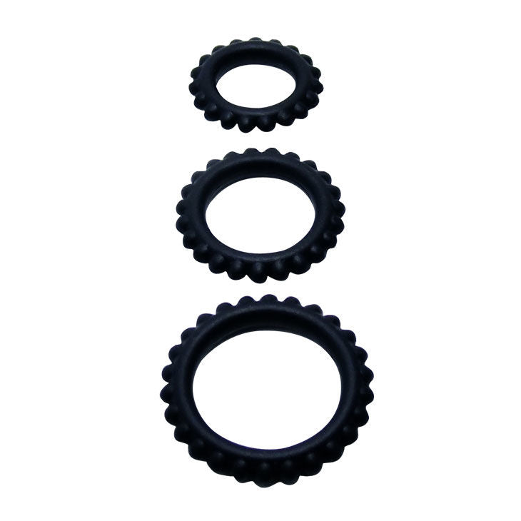 Baile Titan Set 3 Cockring in Silicone Neri – immagine 2